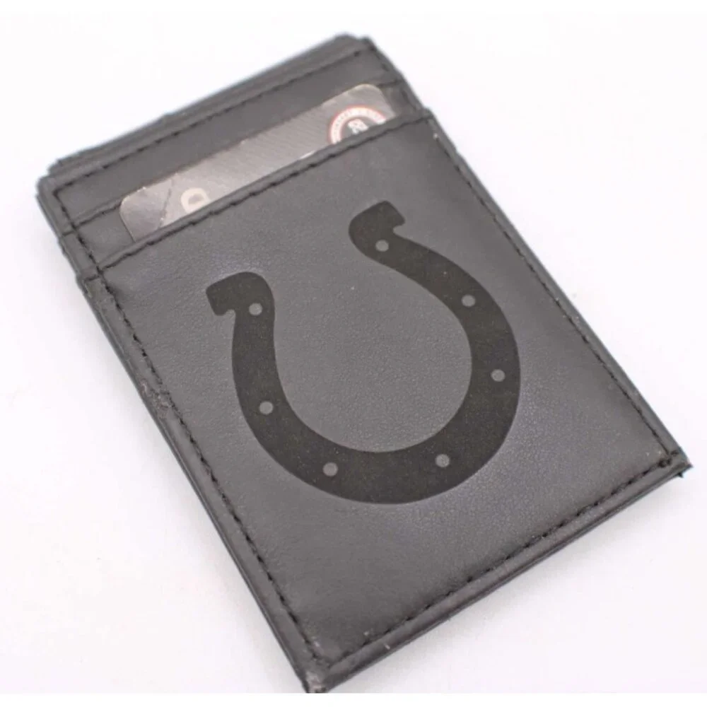 Indianapolis Colts NFL Logo Slim Bifold Pocket Wallet ID Card Holder Black NEW